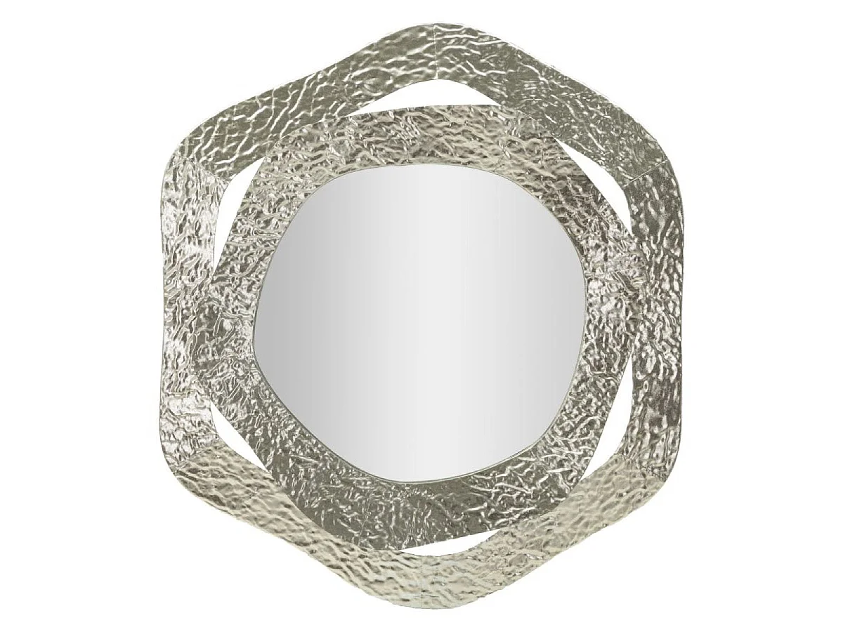 Asymmetrisk, rund vægspejl, 66 x 75 cm, Soleria, sølvfarvet
