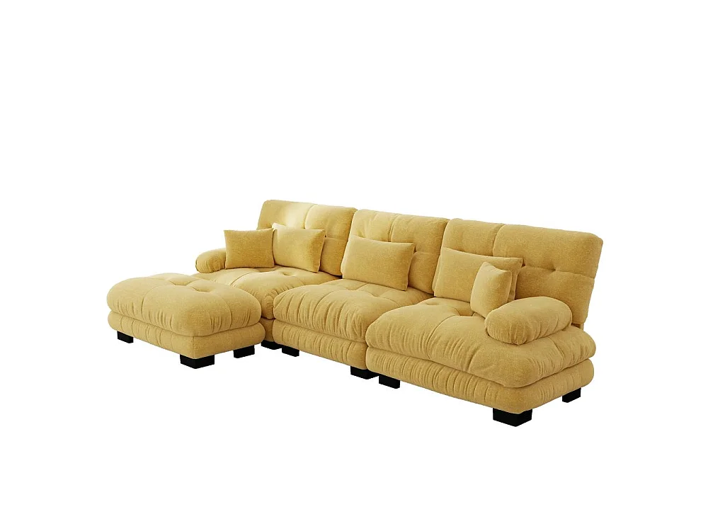 Divan modulaire en L XXL – Canapé modulable profond avec pouf mobile, convertible en lit pour salon, confort extrême et design élégant