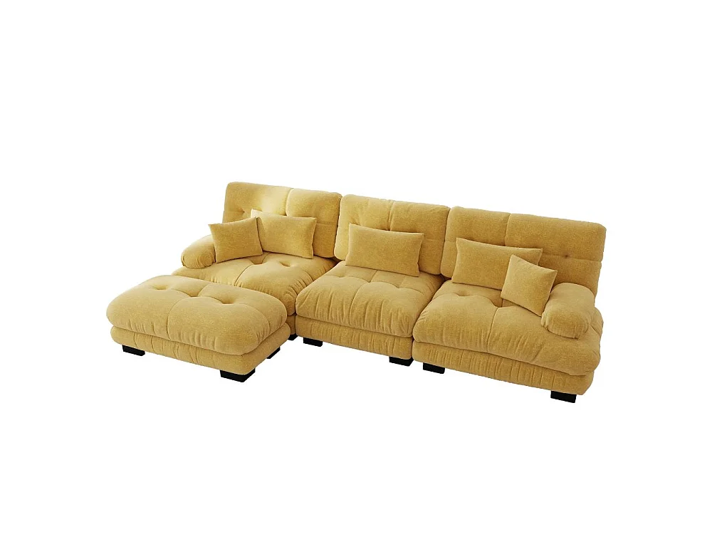 Divan modulaire en L XXL – Canapé modulable profond avec pouf mobile, convertible en lit pour salon, confort extrême et design élégant