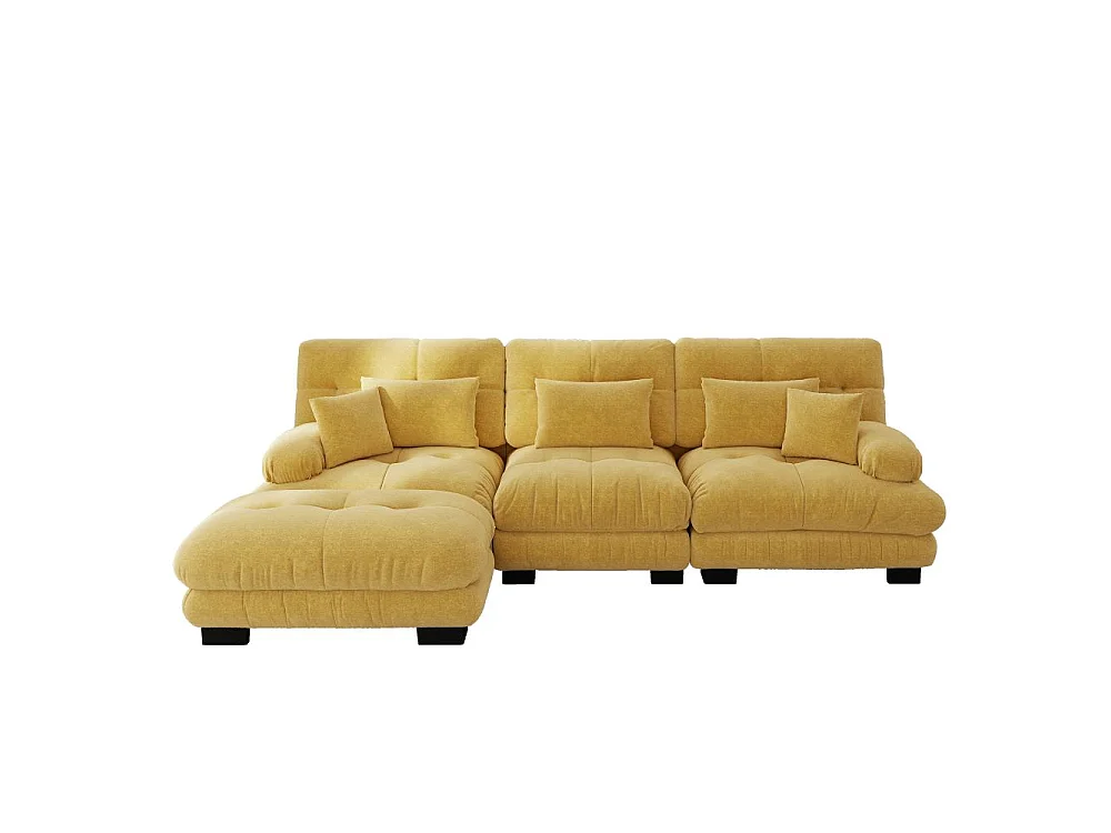 Divan modulaire en L XXL – Canapé modulable profond avec pouf mobile, convertible en lit pour salon, confort extrême et design élégant