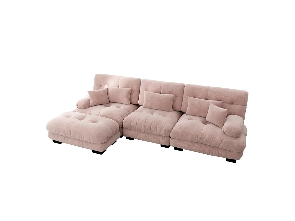 Modulaire bank in L XXL - Diepe modulaire bank met beweegbare poef, om te bouwen tot bed voor woonkamer, extreem comfort en elegant design