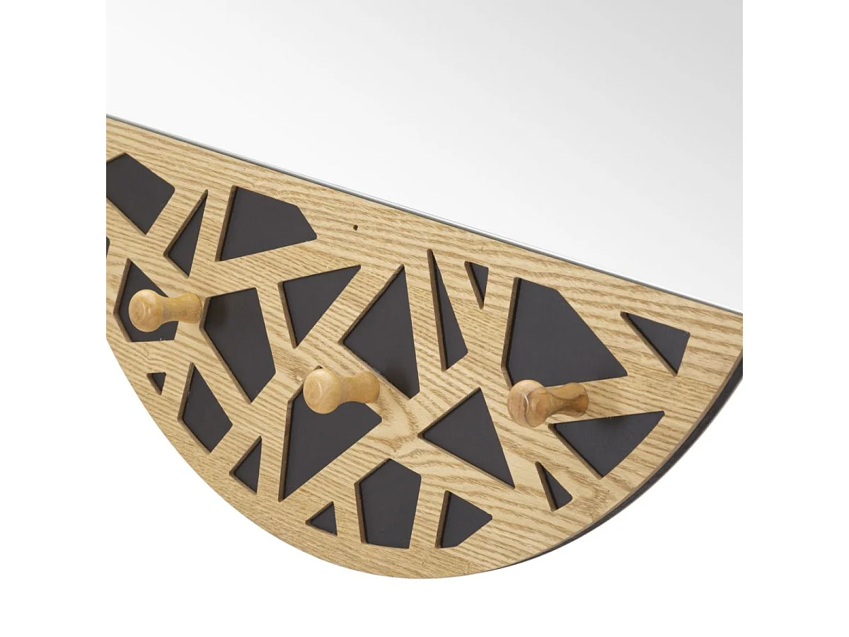 Oval vægspejl med frakkestativ, 56 x 90 cm, Lazio, træ og sort