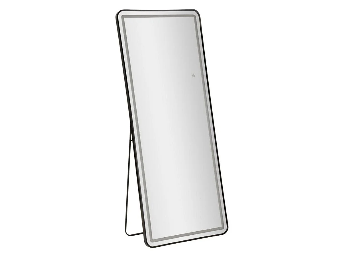 Rektangulært stående eller vægmonteret spejl, 70 x 170 cm, LED, Neva, sort