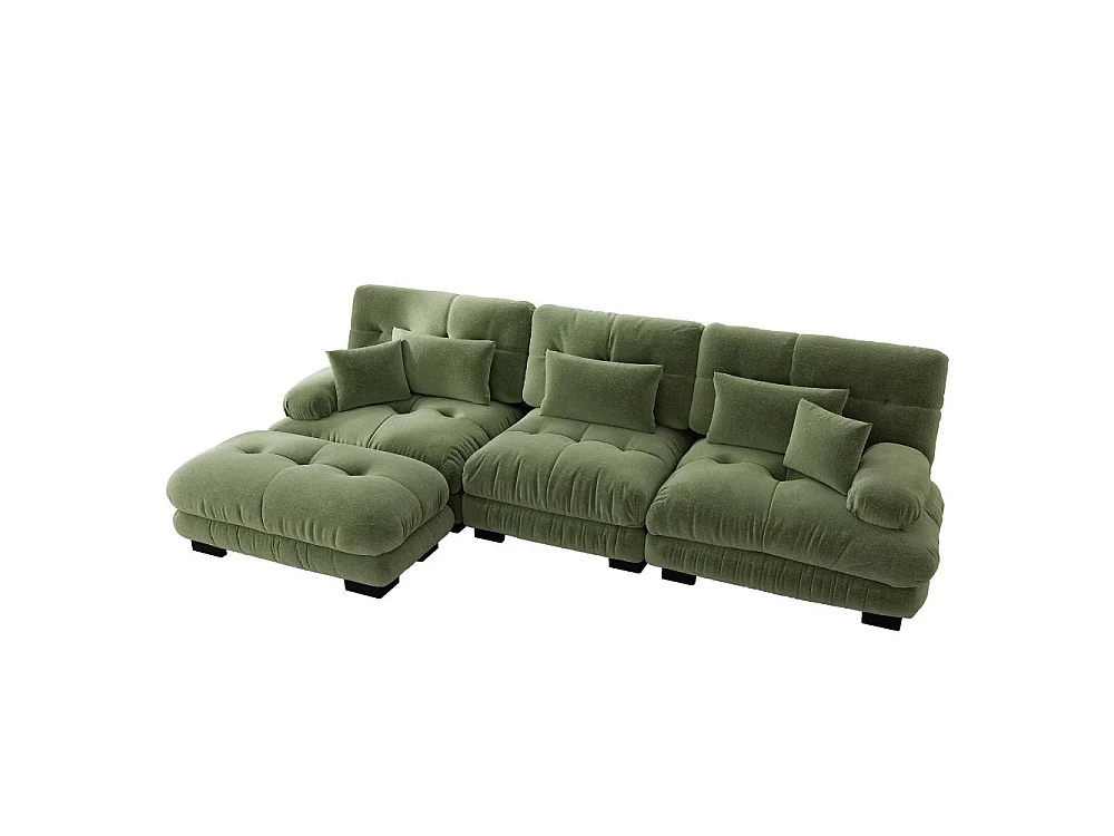 Modulaire bank in L XXL - Diepe modulaire bank met beweegbare poef, om te bouwen tot bed voor woonkamer, extreem comfort en elegant design