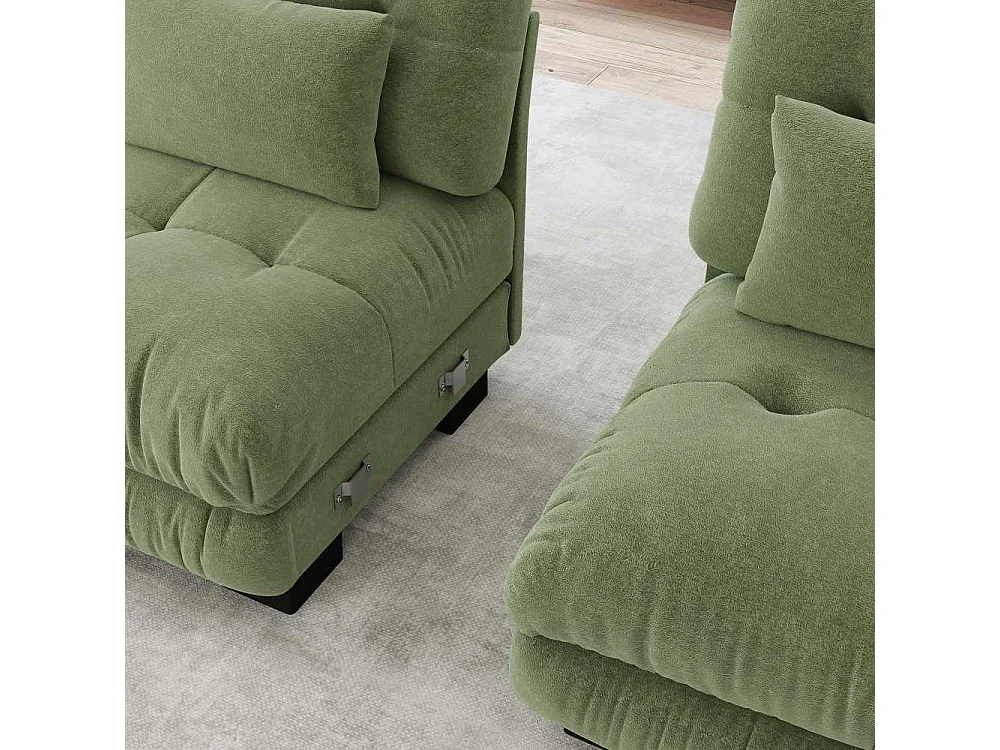 Modulaire bank in L XXL - Diepe modulaire bank met beweegbare poef, om te bouwen tot bed voor woonkamer, extreem comfort en elegant design