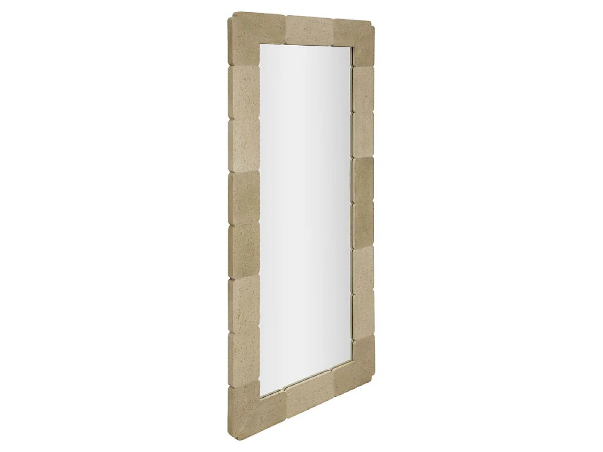 Rektangulært vægspejl, 70 x 160 cm, med travertin-look, Kaël Beige