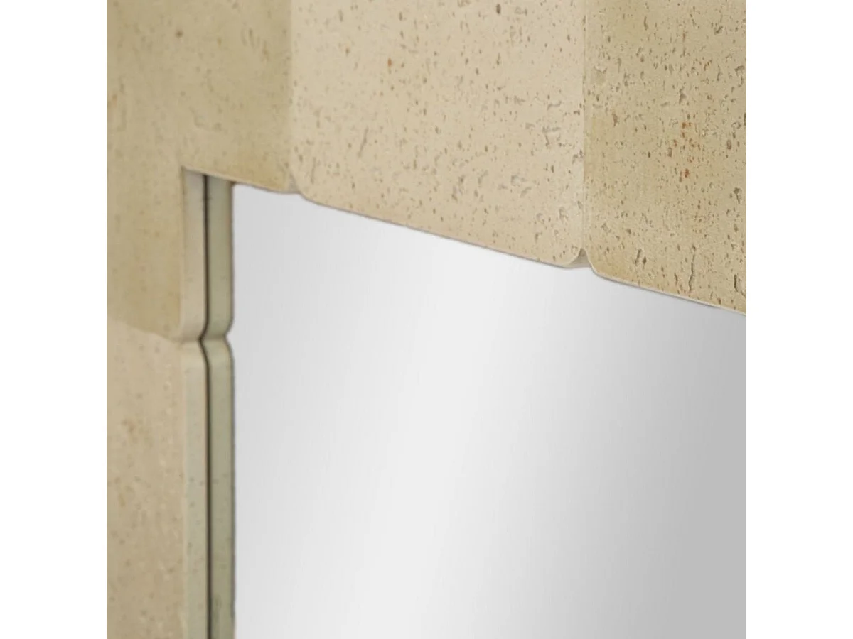 Rektangulært vægspejl, 70 x 160 cm, med travertin-look, Kaël Beige