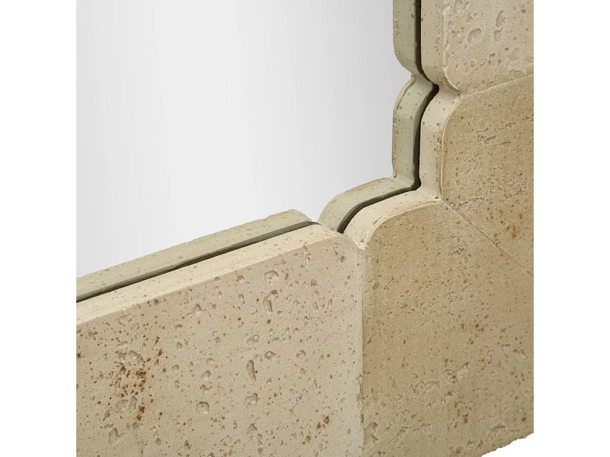 Firkantet vægspejl 90 x 90 cm med travertin-look, Kaël Beige