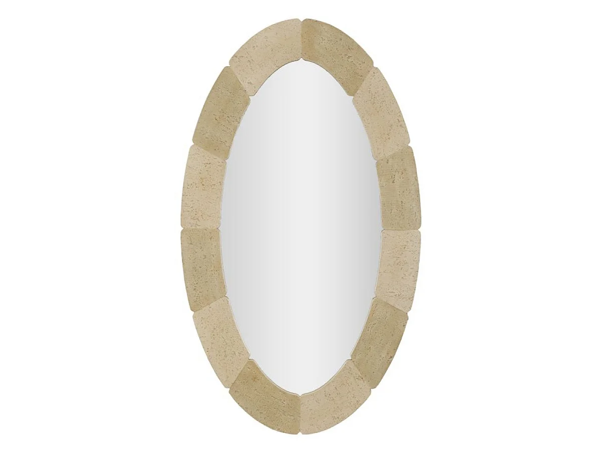 Oval vægspejl 70 x 120 cm i travertin-look, Kaël Beige
