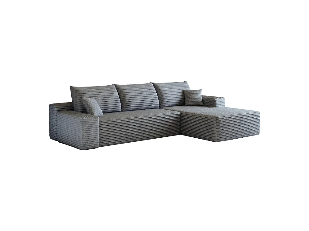Modulaire hoekbank 270 cm in corduroy, L-vormige chaise longue, diepe zit, zonder montage
