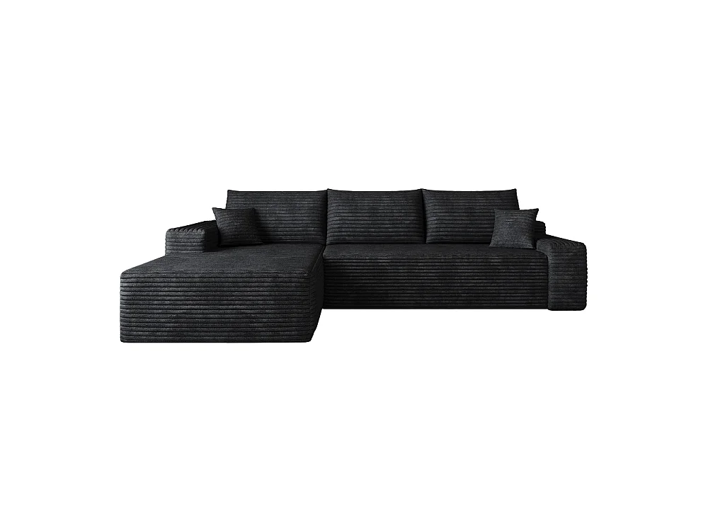 Canapé d'angle modulaire 270 cm en velours côtelé, méridienne en L, assise profonde, sans montage