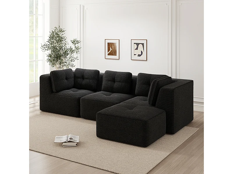 Samtsofa Schwarz
