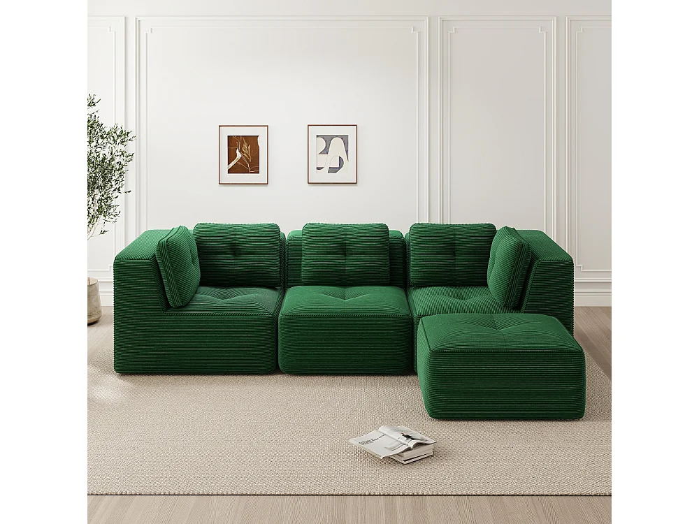 Modulaire hoekbank L frameloos in corduroy corduroy - comfortabele diepe zitbank