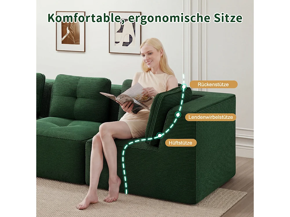 Modulaire hoekbank L frameloos in corduroy corduroy - comfortabele diepe zitbank
