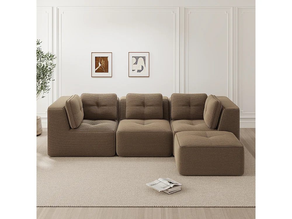 Modulaire hoekbank L frameloos in corduroy corduroy - comfortabele diepe zitbank