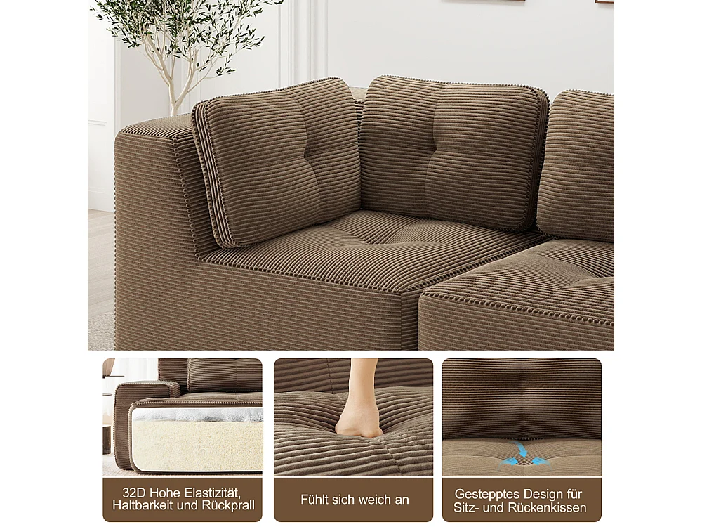 Modulaire hoekbank L frameloos in corduroy corduroy - comfortabele diepe zitbank