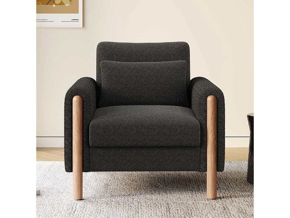 Fauteuil Moderne en Velours Teddy avec Coussins Épais, Confort Optimal et Structure Solide – Système de Protection Anti-rayures et Design Élégant