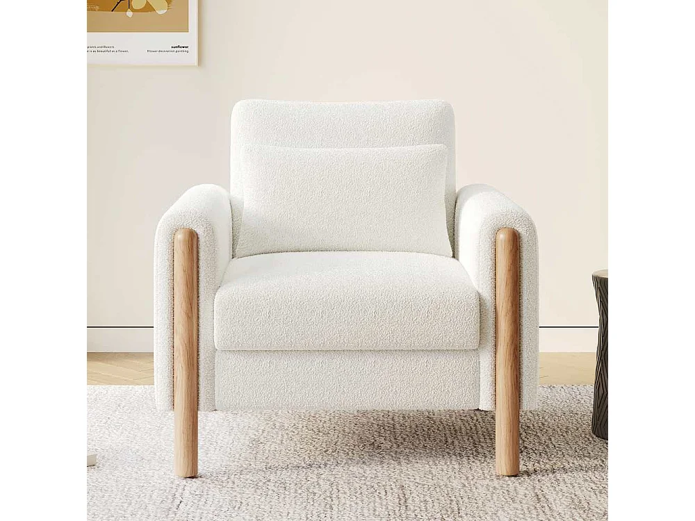 Fauteuil Moderne en Velours Teddy avec Coussins Épais, Confort Optimal et Structure Solide – Système de Protection Anti-rayures et Design Élégant