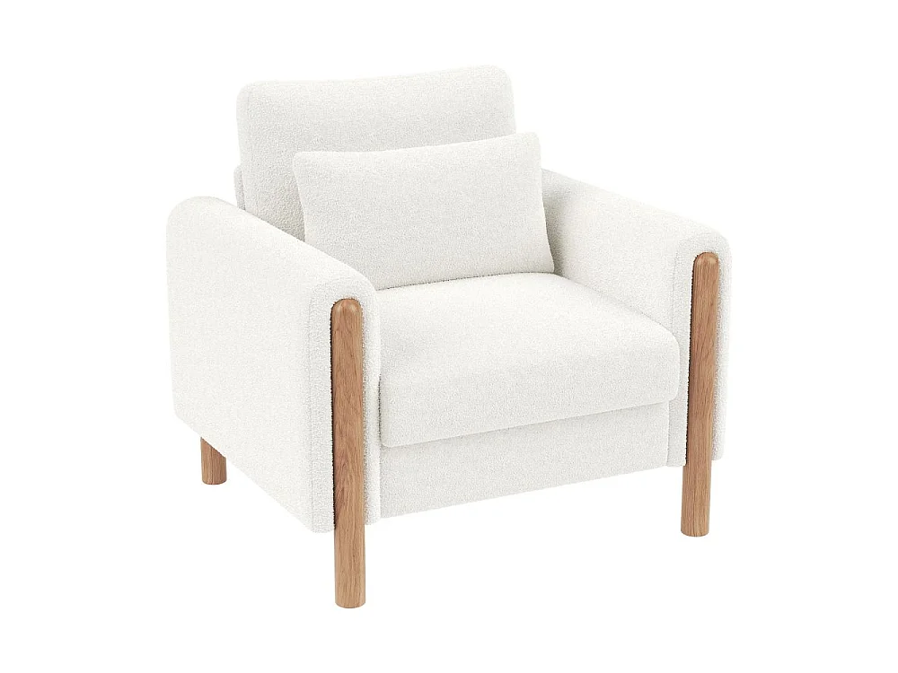 Fauteuil Moderne en Velours Teddy avec Coussins Épais, Confort Optimal et Structure Solide – Système de Protection Anti-rayures et Design Élégant