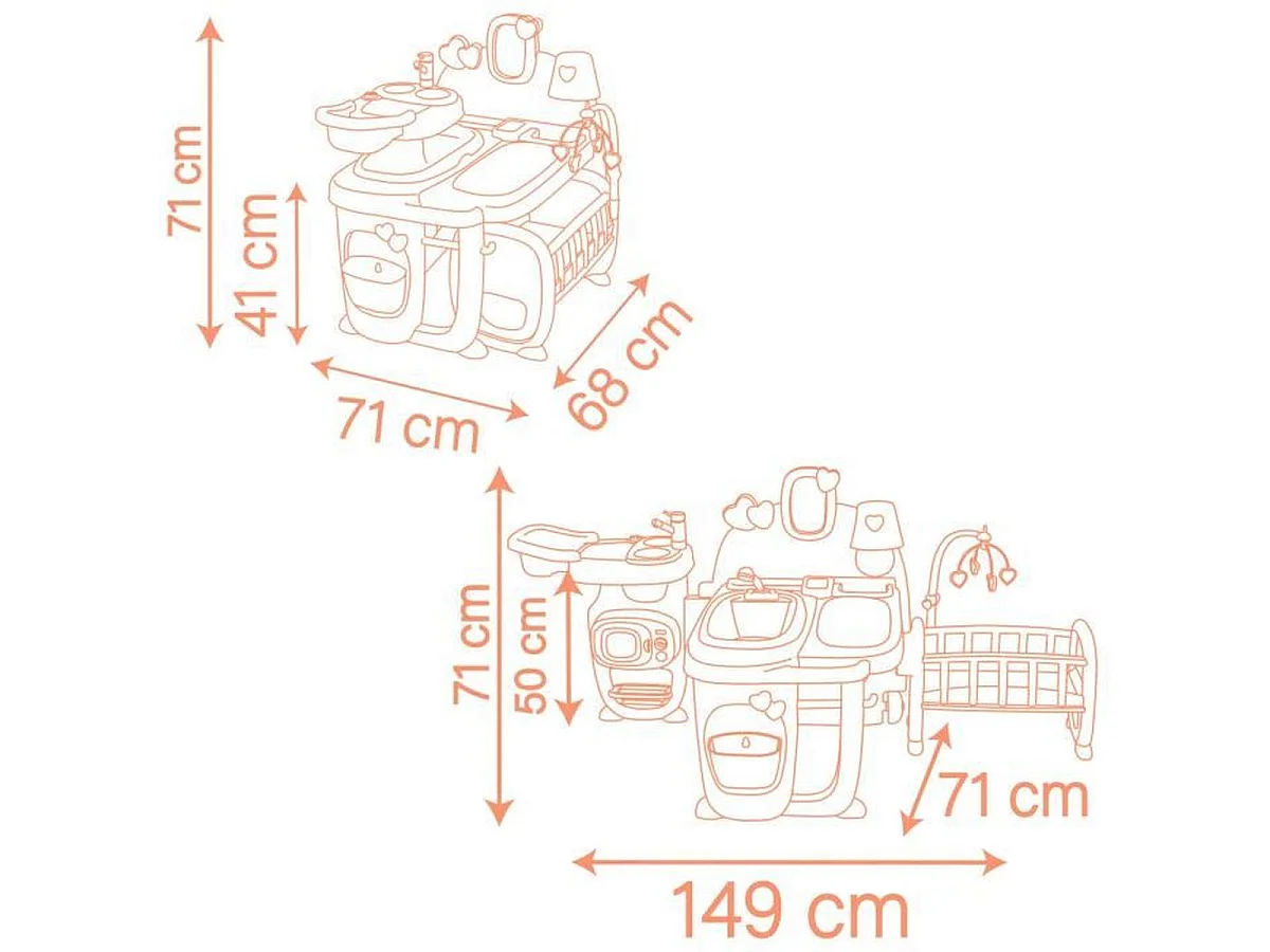 Smoby Grande Maison des Bébés pliable avec 19 accessoires – Maison de poupéé/aire de puériculture