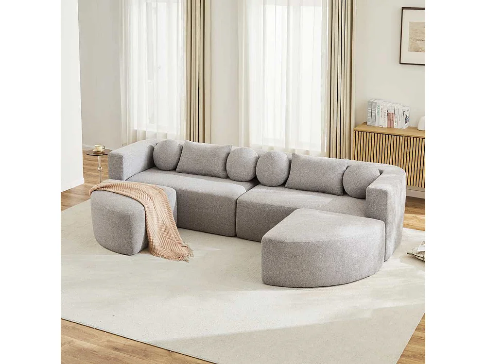 Canapé modulable convertible cloud en chenille sans montage, canapé-lit extensible, mousse haute résilience, design flexible confort