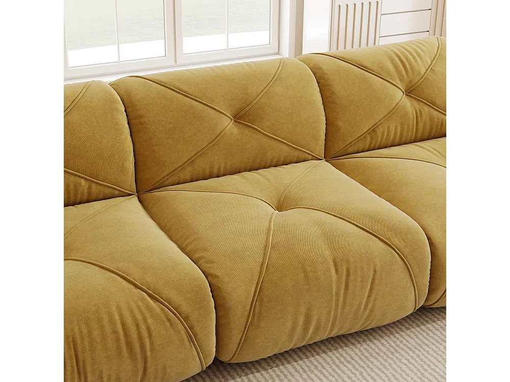 Sofa modulable sans cadre 2 places en mousse 32D haute densité tissu chenille doux design sans montage confort salon