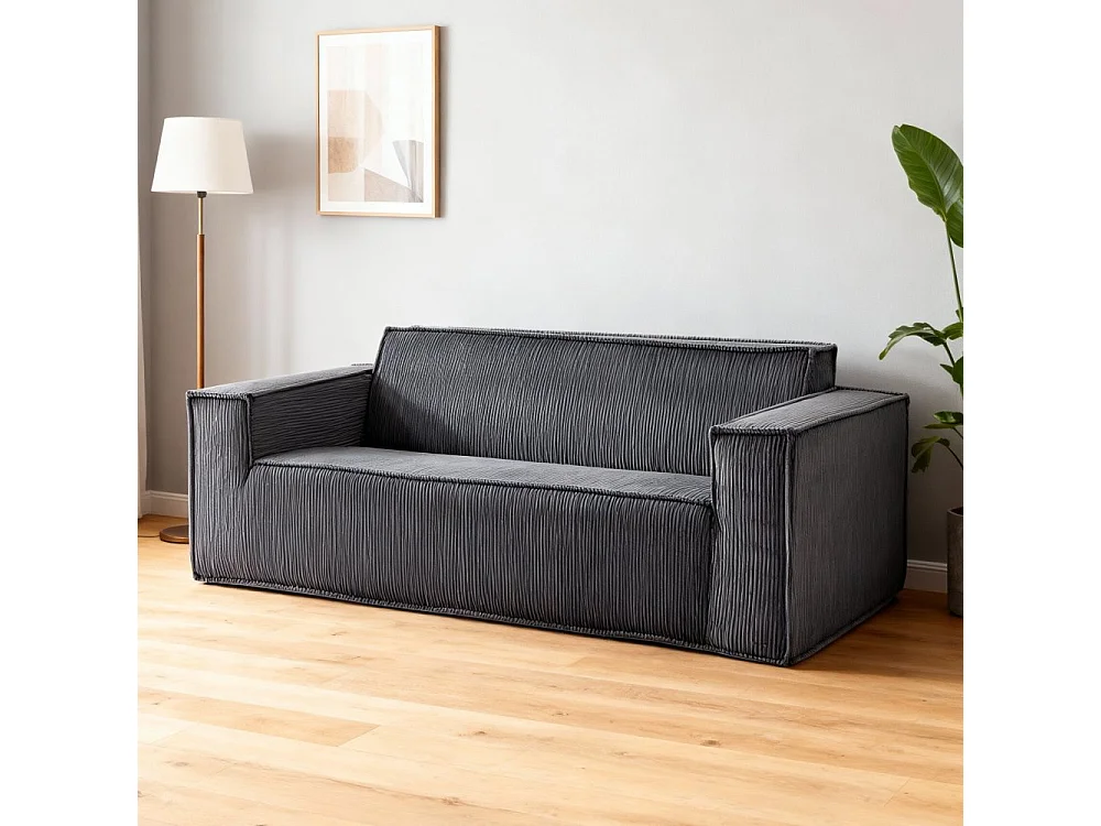 Canapé Moderne 2 Places en Velours Côtelé, Assise Profonde Confortable pour Salon, Appartement et Bureau