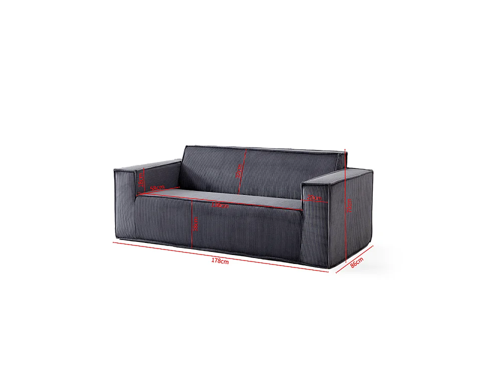 Canapé Moderne 2 Places en Velours Côtelé, Assise Profonde Confortable pour Salon, Appartement et Bureau