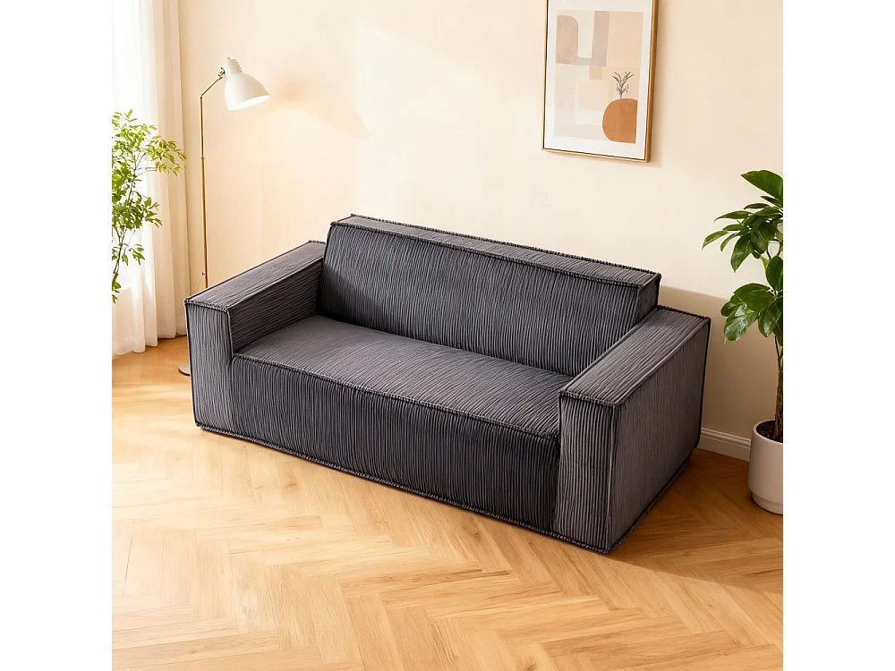 Canapé Moderne 2 Places en Velours Côtelé, Assise Profonde Confortable pour Salon, Appartement et Bureau