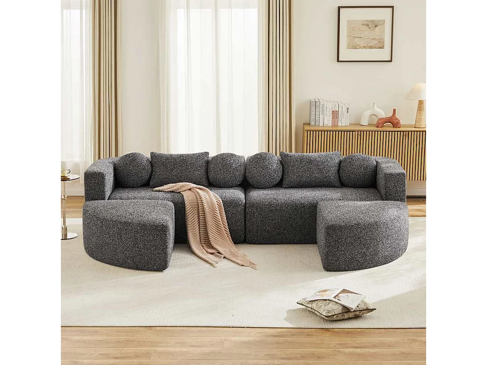 Canapé modulable convertible cloud en chenille sans montage, canapé-lit extensible, mousse haute résilience, design flexible confort