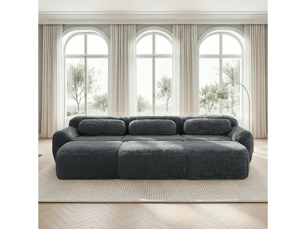Cloud Sofa modulable peluche canapé sans cadre 3 places 3 ottomans sofa convertible lit tissu ultra doux mousse haute résilience salon confortable