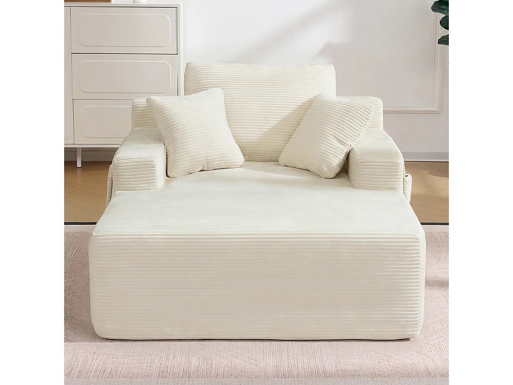 Cordsofa mit weichen Kissen, Seitentaschen, hochdichtem Schaumstoff und ohne Montage