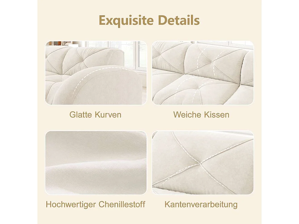 Sofa modulable sans cadre 2 places en mousse 32D haute densité tissu chenille doux design sans montage confort salon