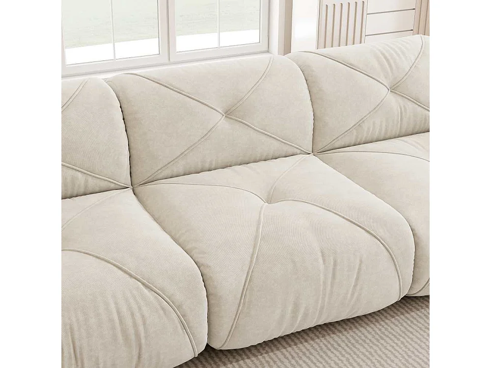 Sofa modulable sans cadre 2 places en mousse 32D haute densité tissu chenille doux design sans montage confort salon