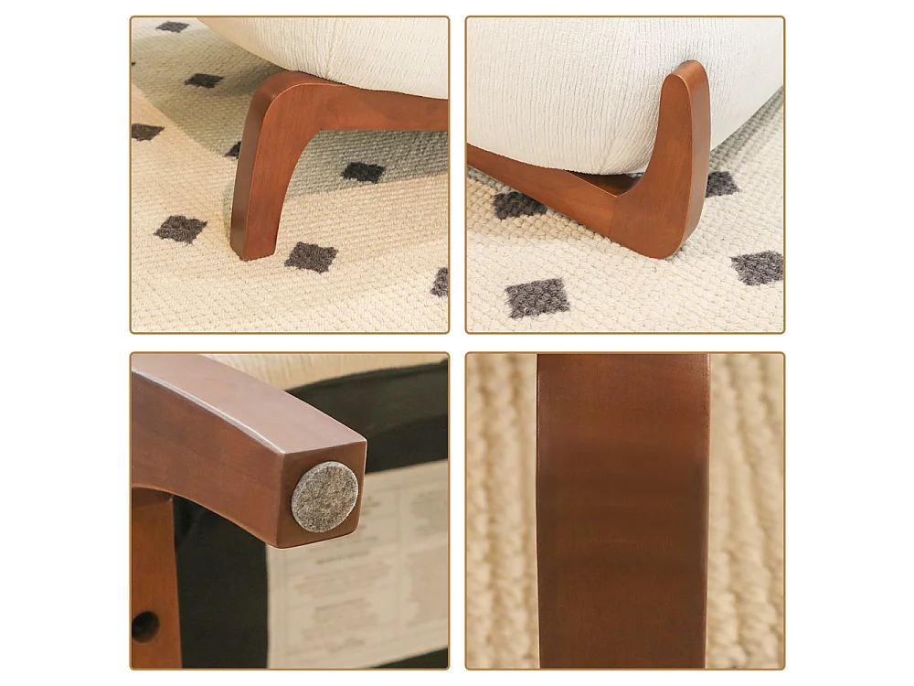 Poltrona d’accento moderna in velluto, gambe in legno massello, sedia da lettura senza braccioli confortevole
