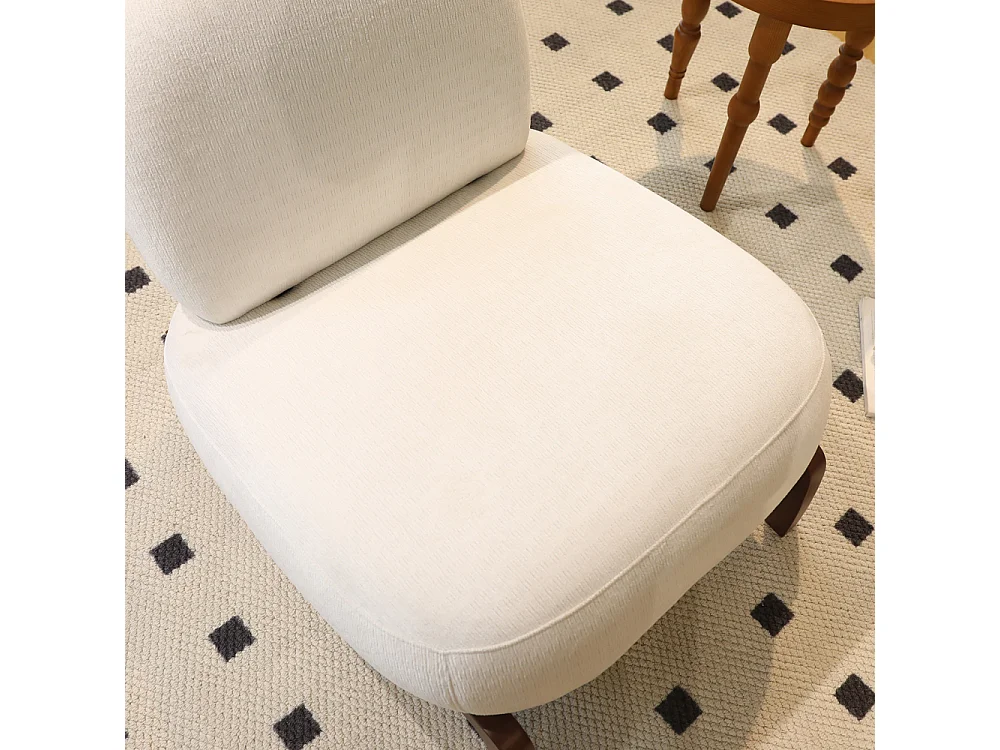 Poltrona d’accento moderna in velluto, gambe in legno massello, sedia da lettura senza braccioli confortevole