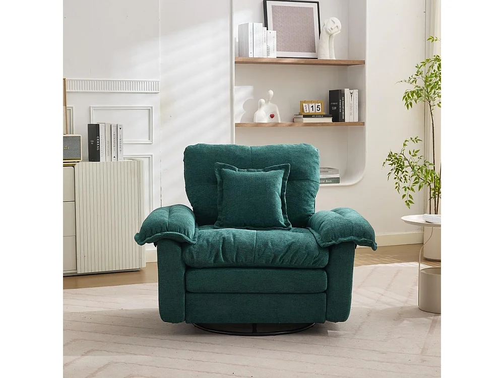 Fauteuil rotatif 360° en chenille grand format avec coussin, confortable pour salon, chambre et chambre d’enfant