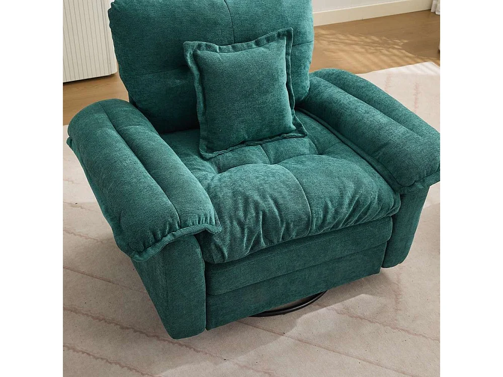 Fauteuil rotatif 360° en chenille grand format avec coussin, confortable pour salon, chambre et chambre d’enfant