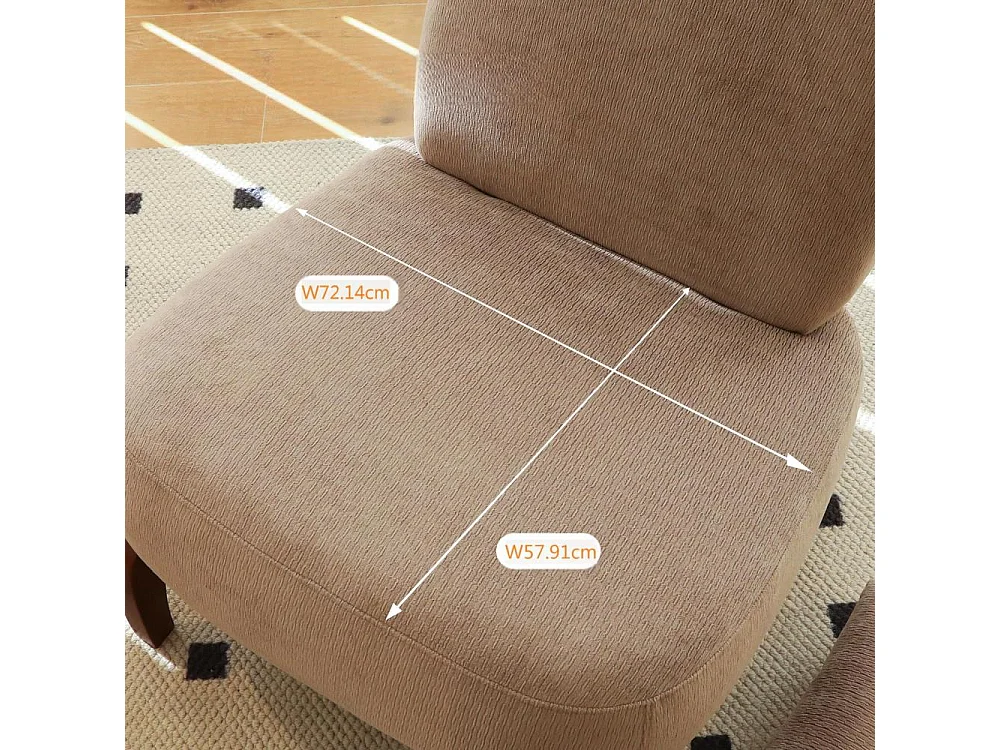 Fauteuil d'appoint en velours moderne, pieds en bois massif, chaise de lecture sans accoudoirs confortable