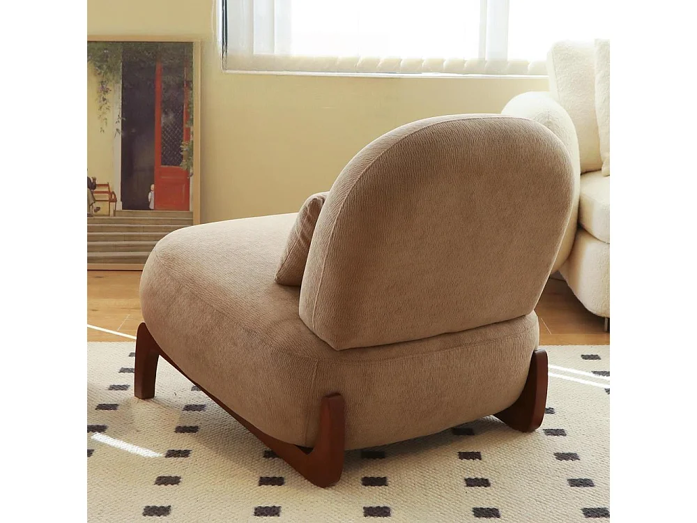 Fauteuil d'appoint en velours moderne, pieds en bois massif, chaise de lecture sans accoudoirs confortable