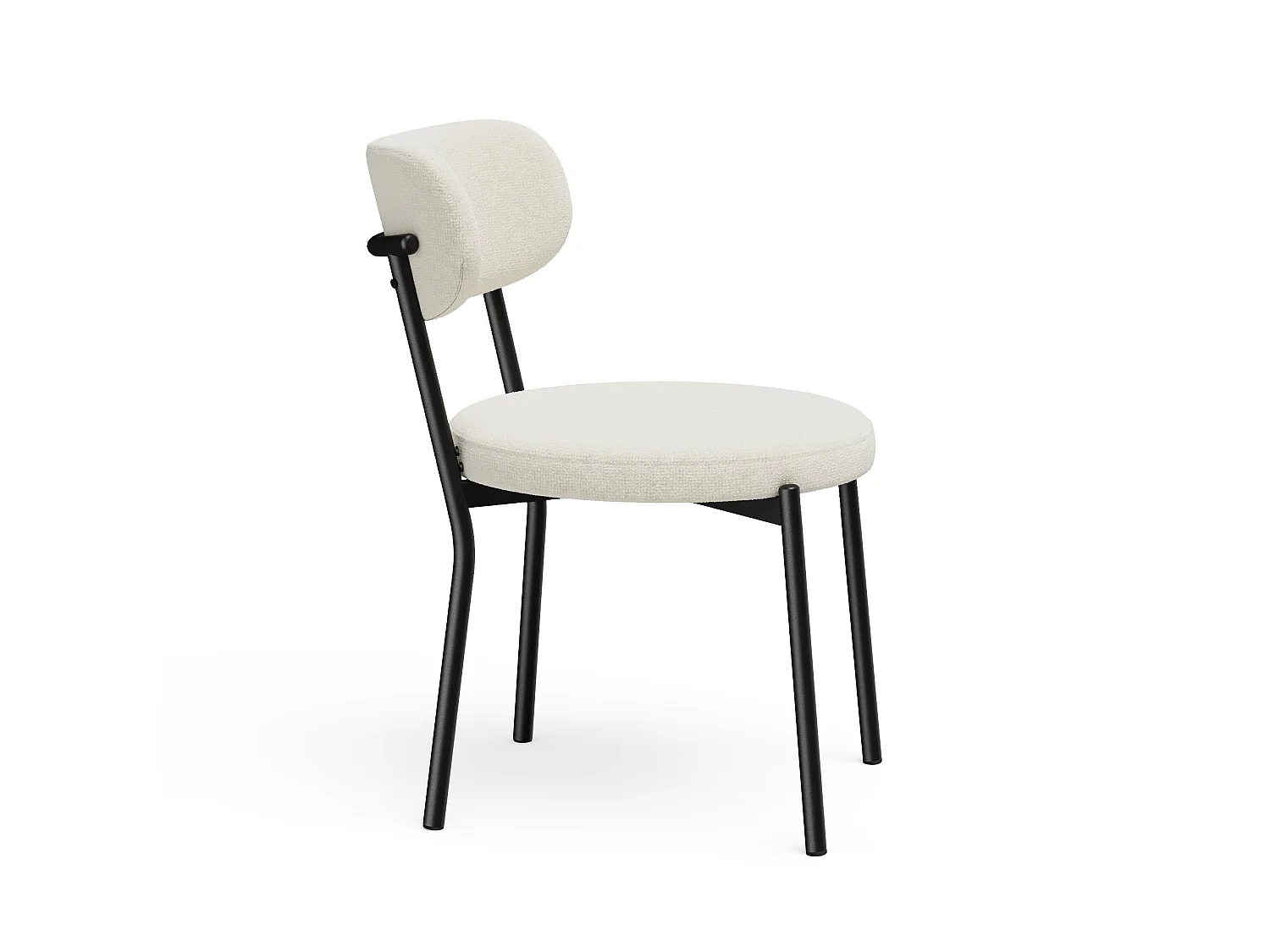 Lot de 2 chaises BAILEY en tissu tramé toucher doux crème
