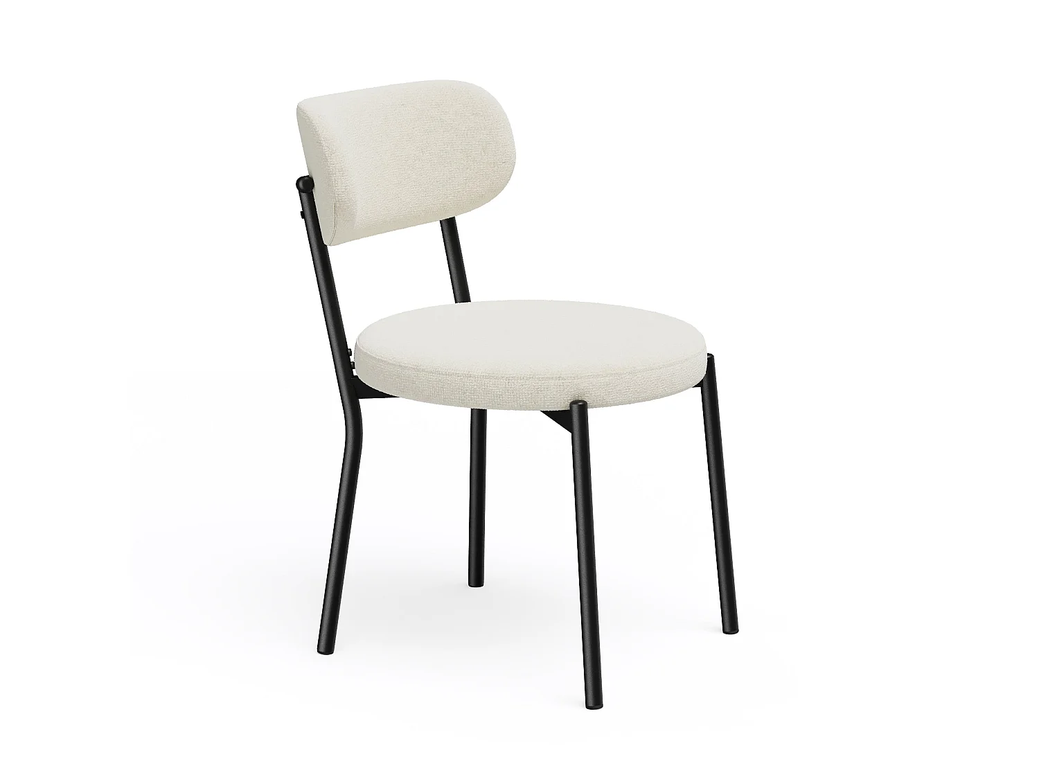 Lot de 2 chaises BAILEY en tissu tramé toucher doux crème