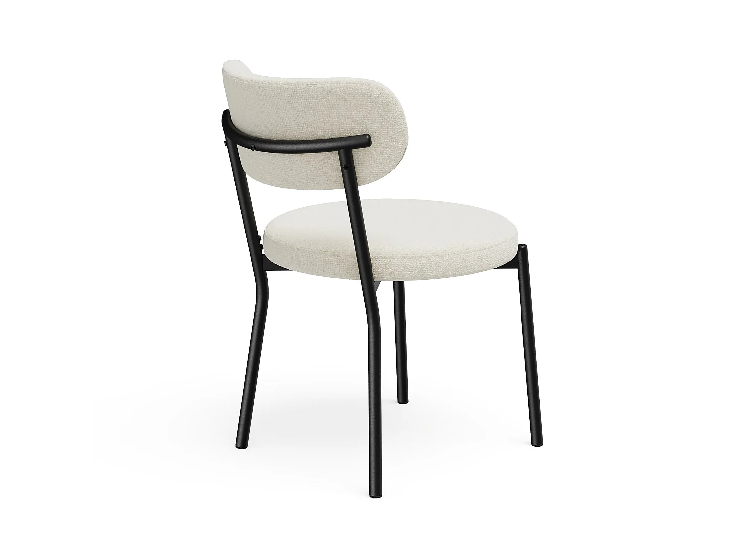 Lot de 2 chaises BAILEY en tissu tramé toucher doux crème