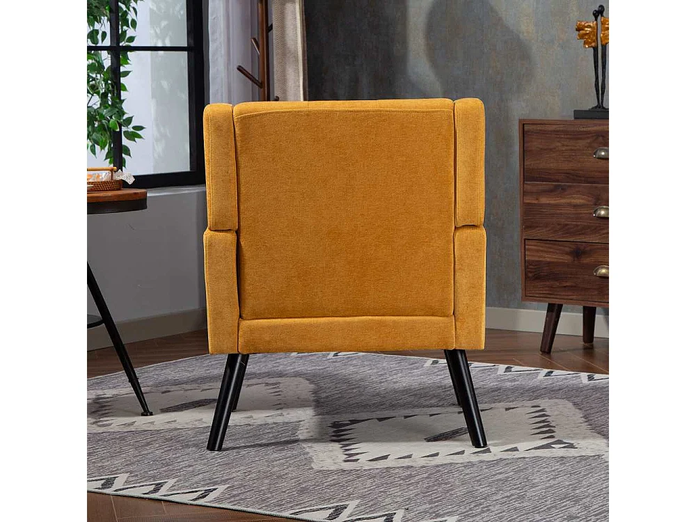 Fauteuil en cuir suédé à boutons – Siège Mid-Century avec mousse haute densité et pieds en bois massif pour salon et chambre