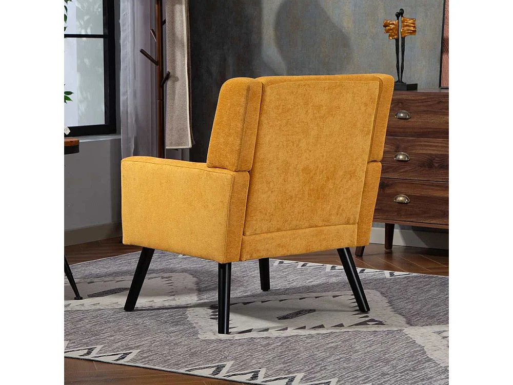 Fauteuil en cuir suédé à boutons – Siège Mid-Century avec mousse haute densité et pieds en bois massif pour salon et chambre