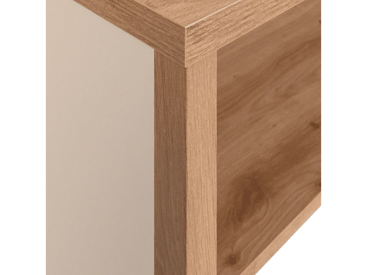 Table de bar 4 niches effet chêne et cachemire L110 cm - NOLAN
