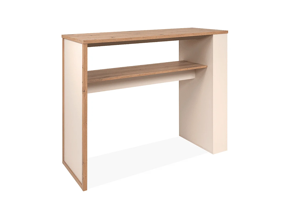 Table de bar 4 niches effet chêne et cachemire L110 cm - NOLAN