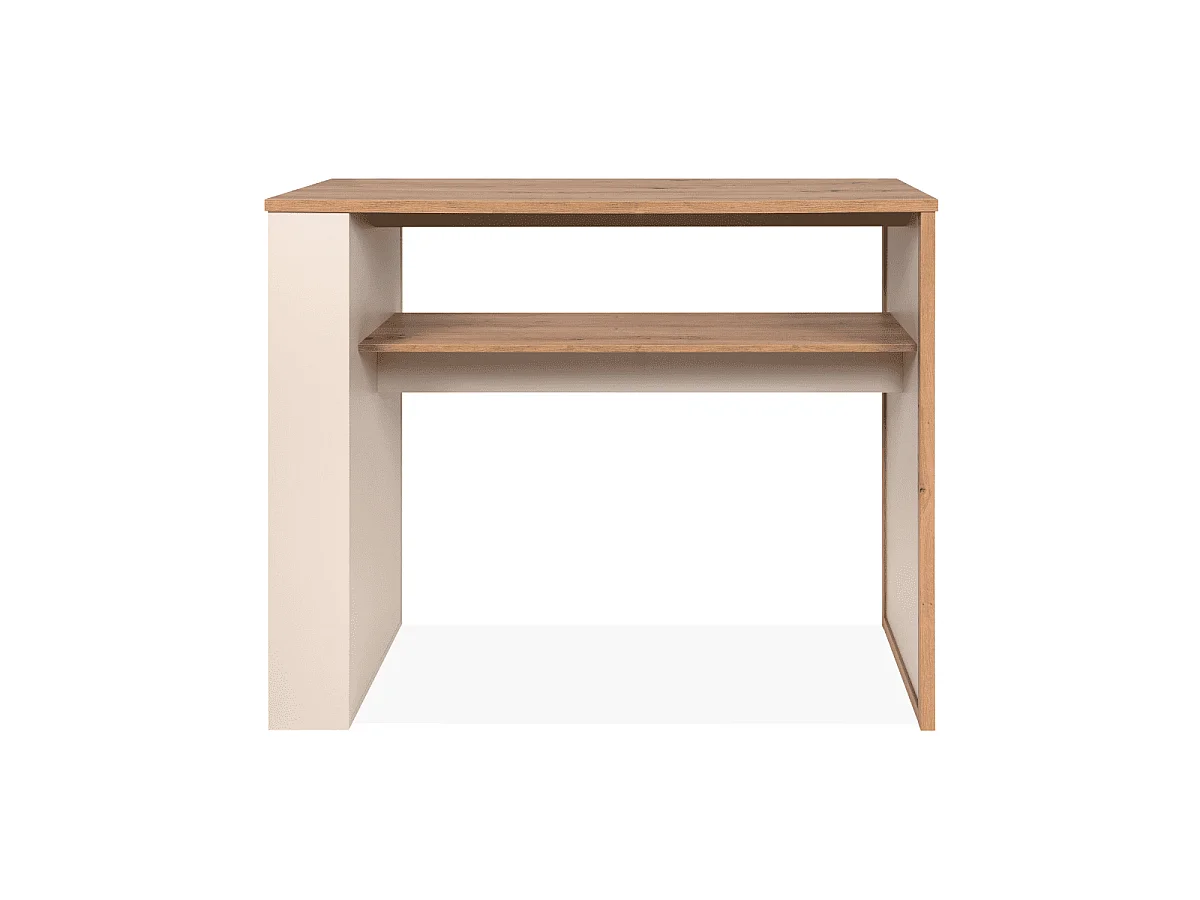 Table de bar 4 niches effet chêne et cachemire L110 cm - NOLAN