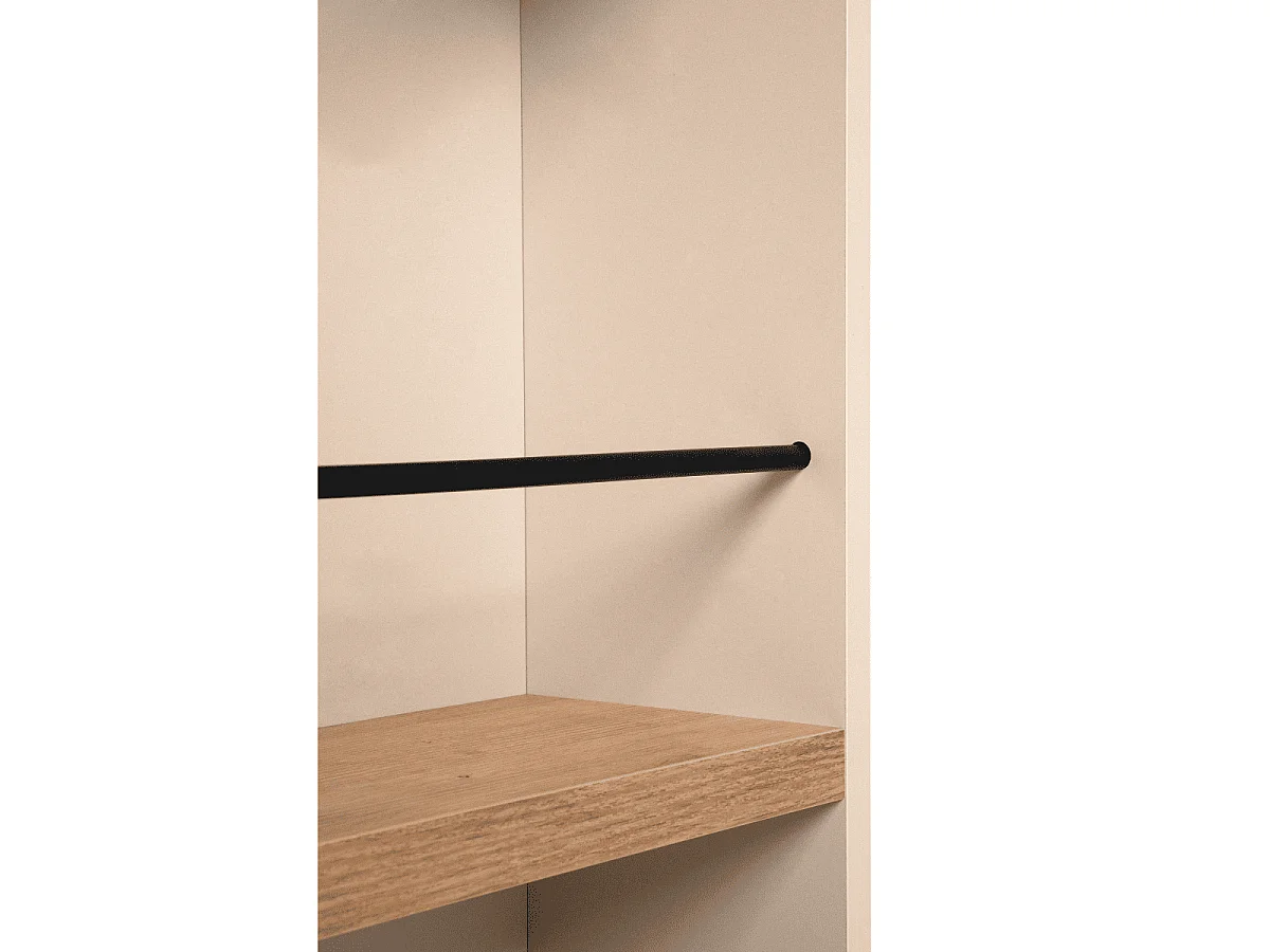 Table de bar 4 niches effet chêne et cachemire L110 cm - NOLAN