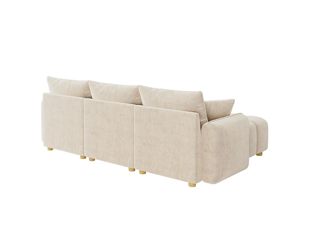 Sofà modulare angolare L/U 5 posti con 2 pouf, design comfort, ampi braccioli, per soggiorno, camera da letto, appartamento